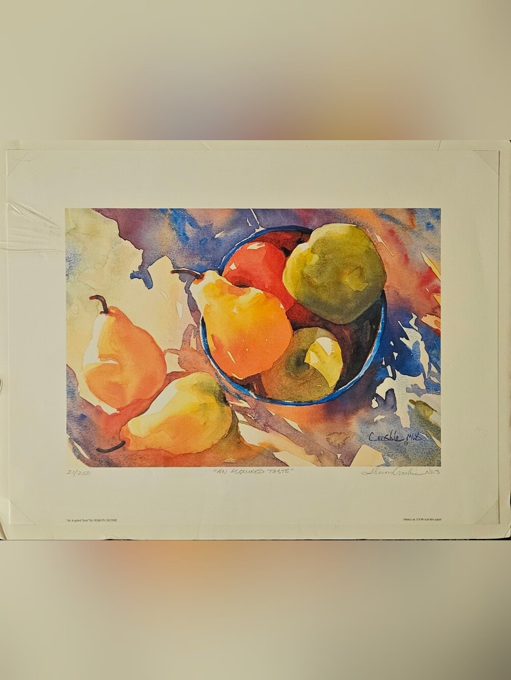 Sharon Crosbie Signed Numbered “An Acquired Taste” Watercolor Print 21/250